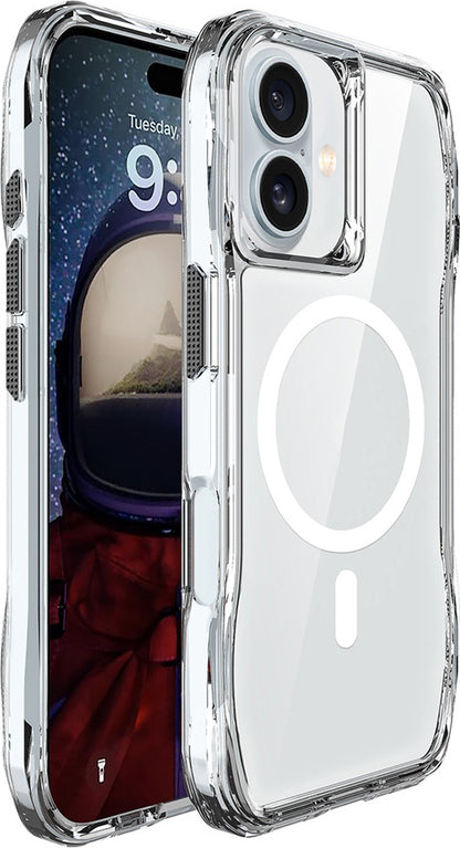 iPhone 16 Plus Kılıf Magsafe Şarj Özellikli Airbagli Şeffaf Mnc Incek Kapak-Şeffaf
