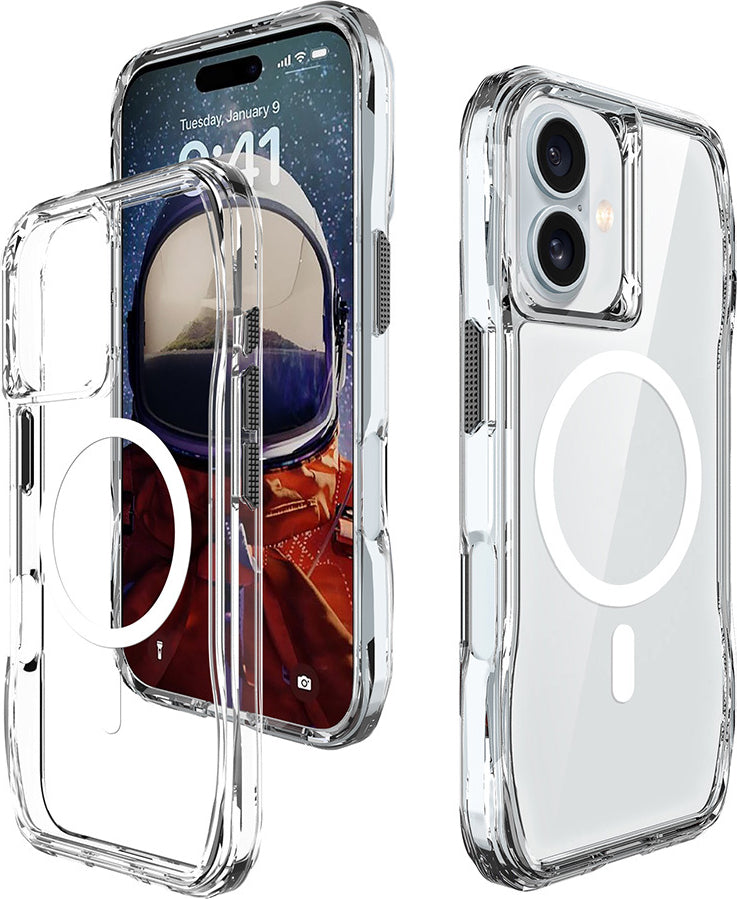 iPhone 16 Plus Kılıf Magsafe Şarj Özellikli Airbagli Şeffaf Mnc Incek Kapak-Şeffaf