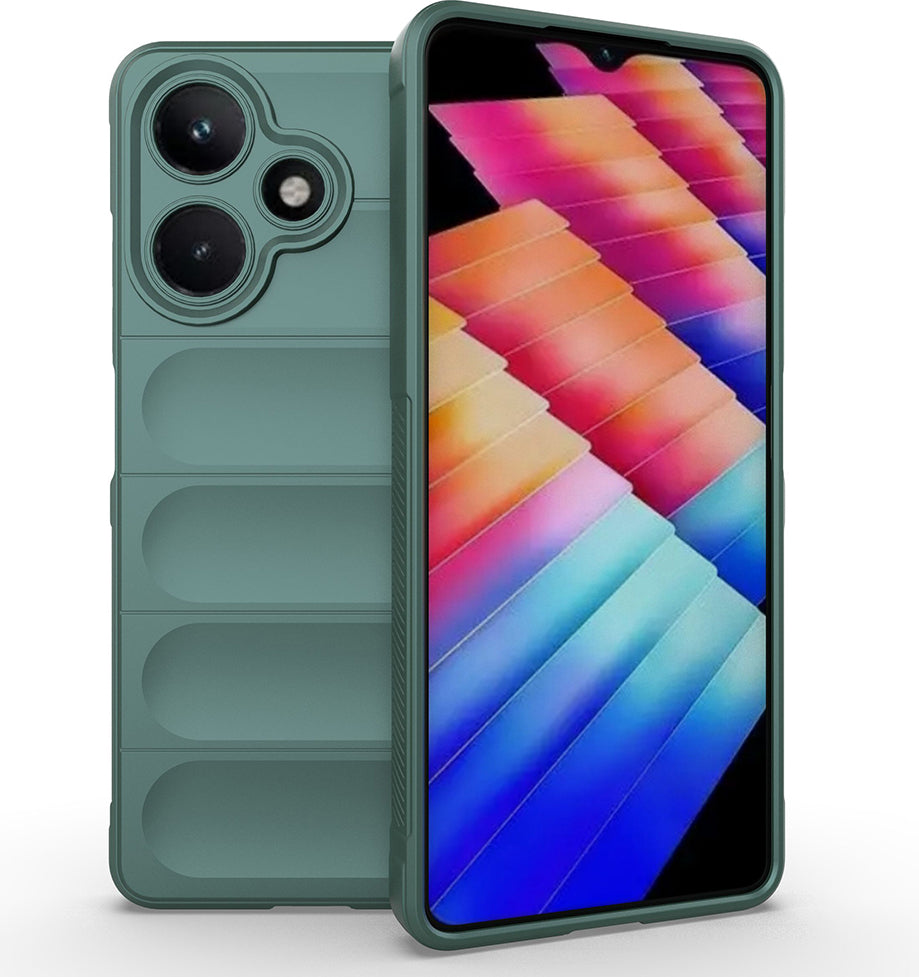 Infinix Hot 30 Kılıf Esnek Tpu Oyuklu Arka Yüzey Tasarımlı Mnc Etnik Silikon Kapak - Koyu Yeşil