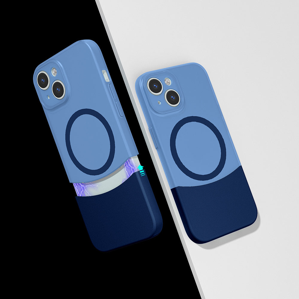 iPhone 15 Kılıf M-Safe Şarj Özellikli Mıknatıslı Mnc Duble Kapak - Lacivert
