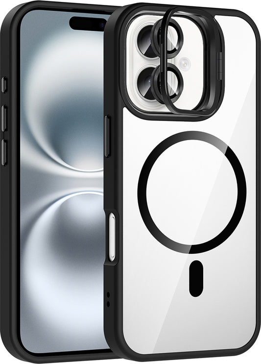 iPhone 16 Kılıf Standlı ve Kamera Lens Hediyeli M-Safe Şarj Özellikli Mnc Etro Kapak - Desert Titan