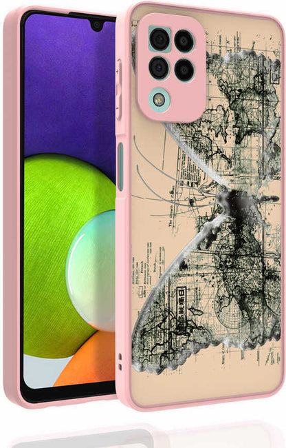 Galaxy M22 Kılıf Desenli Kamera Korumalı Parlak Mnc Nora Kapak-No4