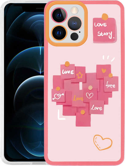iPhone 12 Pro Max Uyumlu Mnc M-Fit Desenli Kapak-Love Story No2