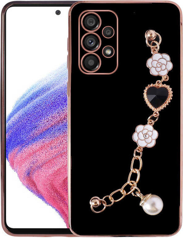 Galaxy A52 Kılıf El Tutamaçlı Kamera Korumalı Mnc Taka Silikon Kapak-Siyah