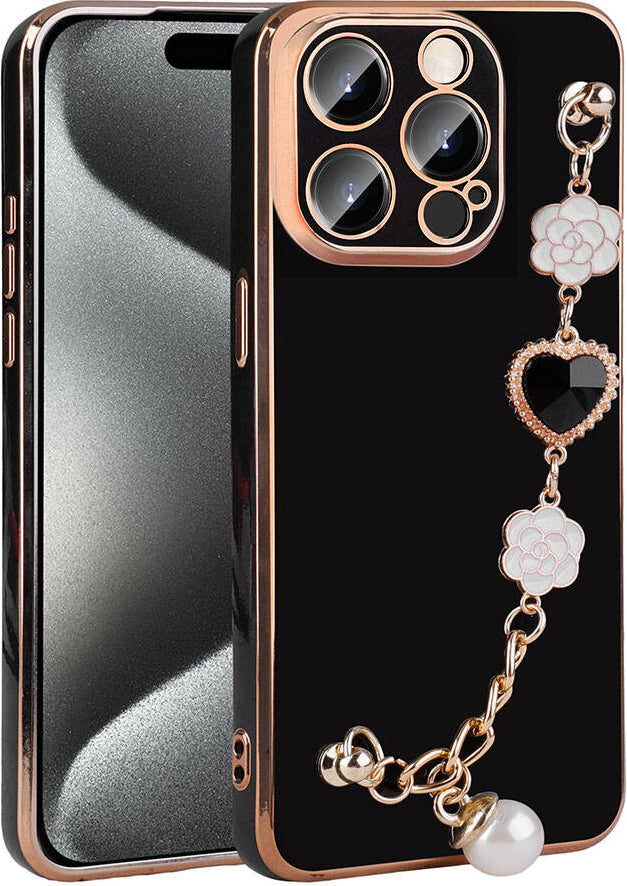 Apple iPhone 15 Pro Kılıf El Tutamaçlı Kamera Korumalı Mnc Taka Silikon Kapak-Siyah