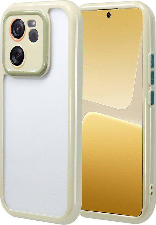 Xiaomi Mi 13T Kılıf Kamera Korumalı Renkli Kenar ve Çerçeve Tasarımlı Mnc Vitamin Kapak-Yeşil