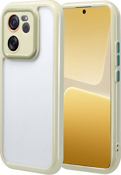 Xiaomi Mi 13T Kılıf Kamera Korumalı Renkli Kenar ve Çerçeve Tasarımlı Mnc Vitamin Kapak-Yeşil