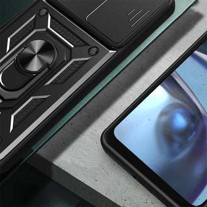 Galaxy A35 Kılıf Magnetik Standlı Kamera Korumalı Mnc Sürgülü Vega Kapak-Mavi