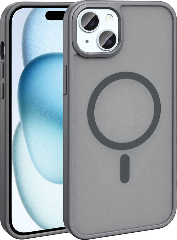 Apple iPhone 13 Kılıf Magsafe Şarj Özellikli Mat Arka Yüzey Mnc Sio Kapak-Gri