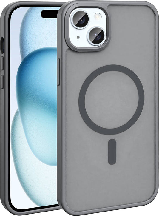 Apple iPhone 13 Kılıf Magsafe Şarj Özellikli Mat Arka Yüzey Mnc Sio Kapak-Gri