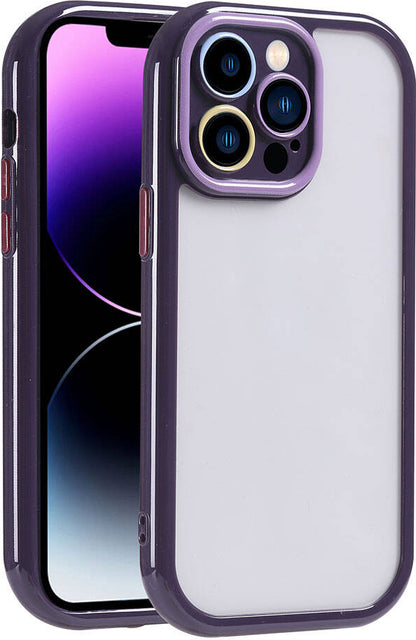 Apple iPhone 14 Pro Max Kılıf Kamera Korumalı Renkli Kenar ve Çerçeve Tasarımlı Mnc Vitamin Kapak-Derin Mor