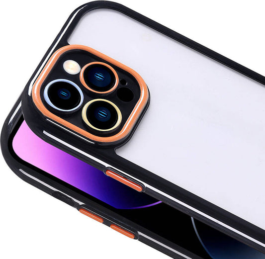 Apple iPhone 14 Pro Max Kılıf Kamera Korumalı Renkli Kenar ve Çerçeve Tasarımlı Mnc Vitamin Kapak-Derin Mor