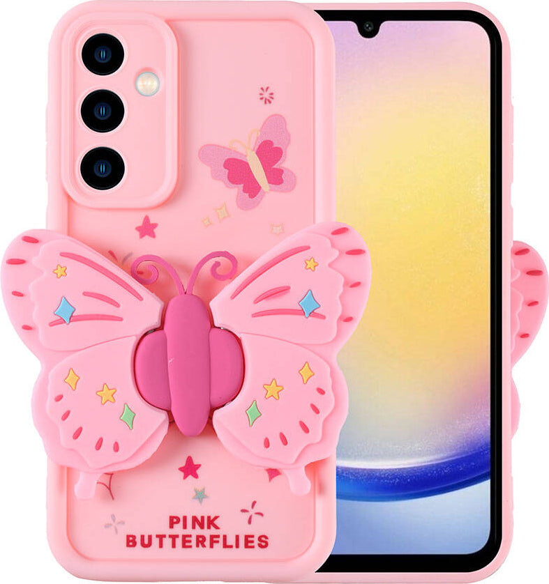 Galaxy A25 Kılıf Kamera Korumalı Figür Tasarımlı Mnc Kapya Kapak-Pembe Açık