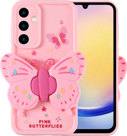Galaxy A25 Kılıf Kamera Korumalı Figür Tasarımlı Mnc Kapya Kapak-Pembe Açık