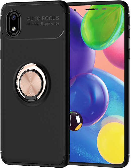 Galaxy A01 Core Kılıf Mnc Ravel Silikon Kapak-Siyah-Rose Gold