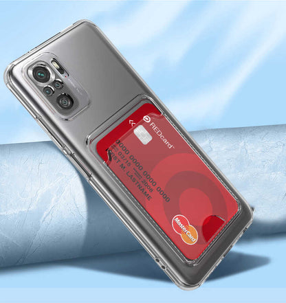 Xiaomi Redmi Note 10 Kılıf Kartlıklı Şeffaf Mnc Setra Clear Silikon Kapak-Renksiz