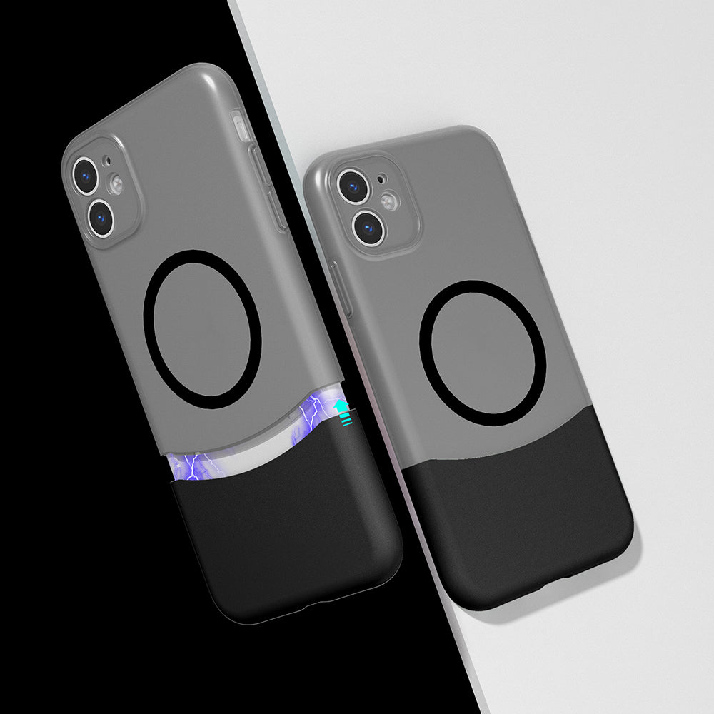 iPhone 11 Kılıf M-Safe Şarj Özellikli Mıknatıslı Mnc Duble Kapak - Siyah