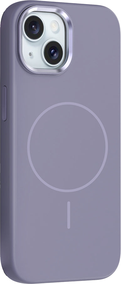 iPhone 14 Kılıf M-Safe Şarj Özellikli Metal Kamera Çerçeveli Mnc Edi Silikon Kapak - Lavendery Gray