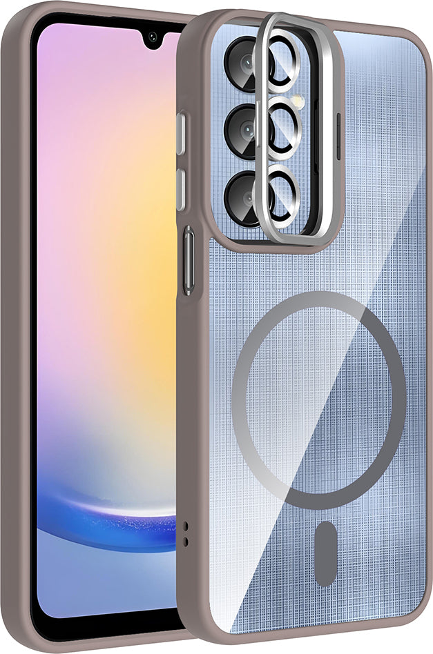 Galaxy A26 Kılıf Standlı ve Kamera Lens Hediyeli M-Safe Şarj Özellikli Mnc Etro Kapak - Siyah