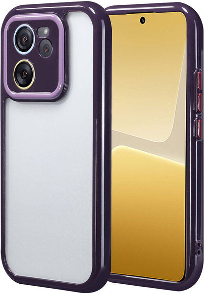 Xiaomi Mi 13T Kılıf Kamera Korumalı Renkli Kenar ve Çerçeve Tasarımlı Mnc Vitamin Kapak-Derin Mor