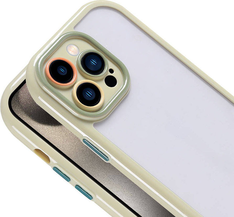 Apple iPhone 15 Pro Max Kılıf Kamera Korumalı Renkli Kenar ve Çerçeve Tasarımlı Mnc Vitamin Kapak-Siyah