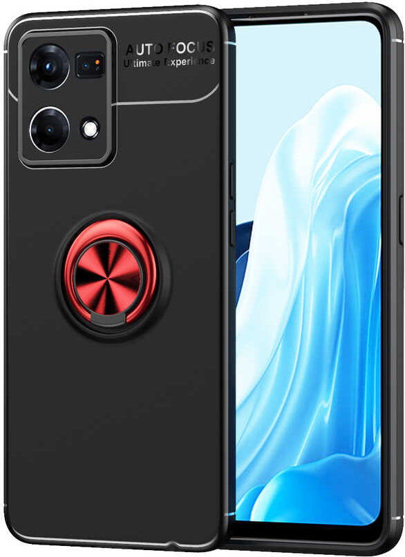 Oppo Reno 7 4g Kılıf Mnc Ravel Silikon Kapak-Siyah-Kırmızı