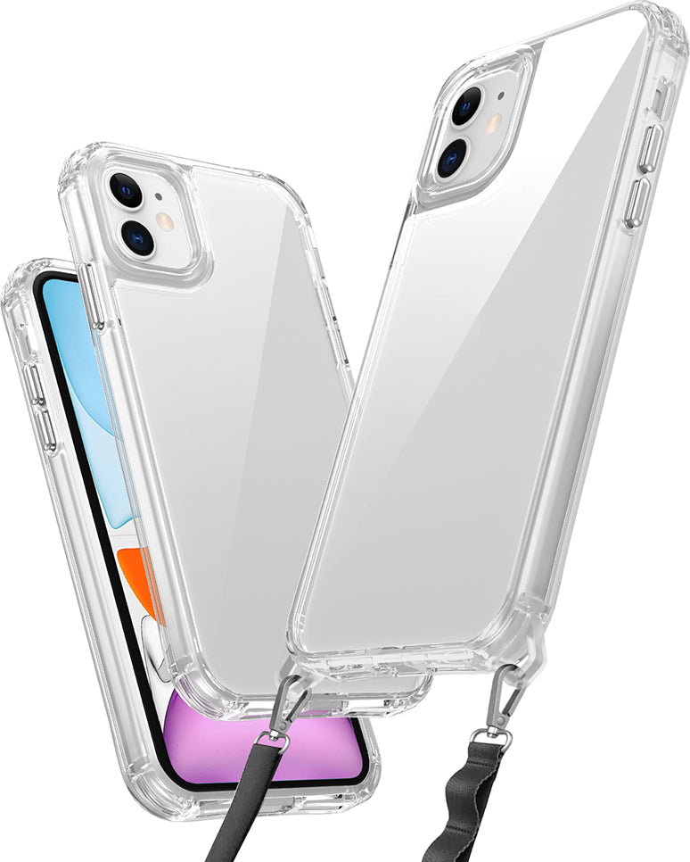 iPhone 11 Kılıf Airbagli Takılabilir Askı Aparatlı Mnc Snap Silikon Kapak-Şeffaf