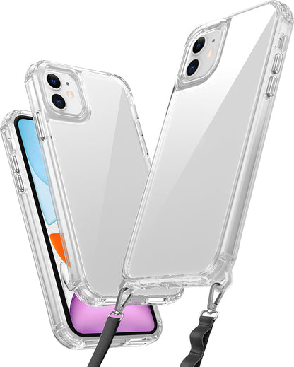 iPhone 11 Kılıf Airbagli Takılabilir Askı Aparatlı Mnc Snap Silikon Kapak-Şeffaf