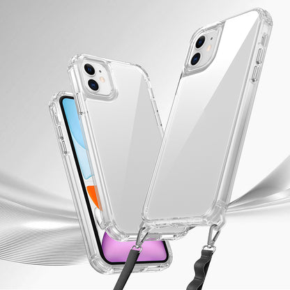iPhone 11 Kılıf Airbagli Takılabilir Askı Aparatlı Mnc Snap Silikon Kapak-Şeffaf