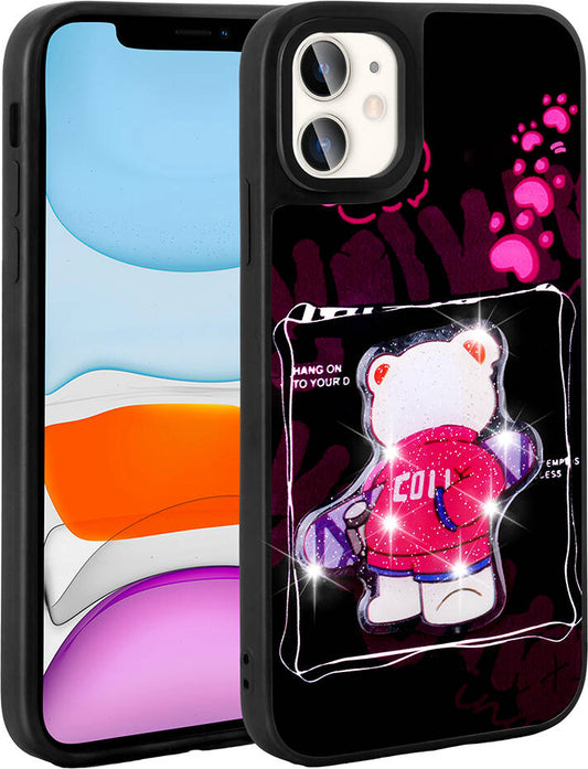 Apple iPhone 11 Kılıf Parlayan Kabartmalı Ikonik Figürlü Mnc Amas Silikon Kapak-Siyah