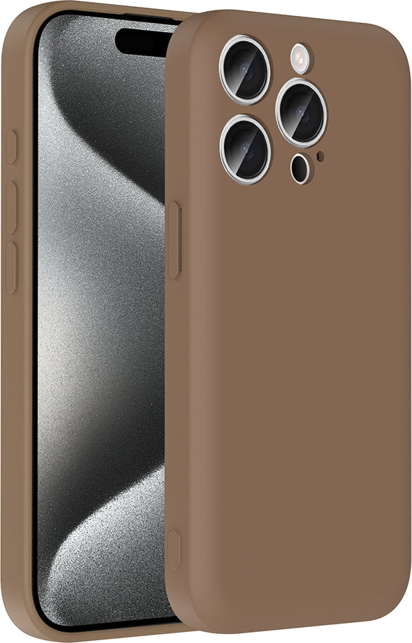 iPhone 15 Pro Kılıf Kamera Korumalı Kartlık Hazneli Mnc Vitra Kapak - Kahverengi