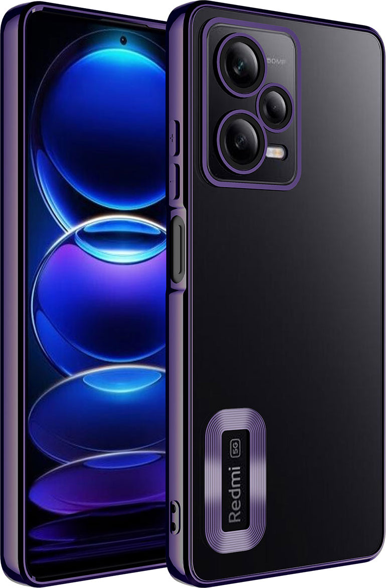 Xiaomi Redmi Note 12 Pro 5g Kılıf Kamera Korumalı Logo Gösteren Mnc Omega Kapak-Derin Mor