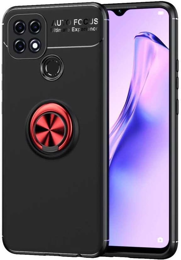 Oppo A15S Kılıf Mnc Ravel Silikon Kapak-Siyah-Kırmızı