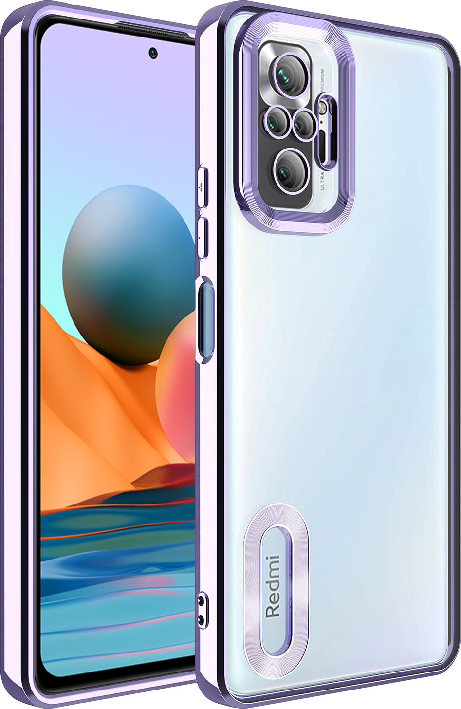 Xiaomi Redmi Note 10 Pro Kılıf Kamera Korumalı Logo Gösteren Mnc Omega Kapak-Lila