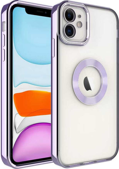 iPhone 12 Kılıf Kamera Korumalı Logo Gösteren Mnc Omega Kapak-Lila
