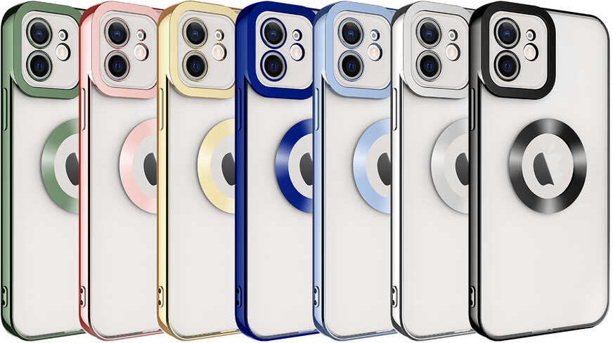 iPhone 12 Kılıf Kamera Korumalı Logo Gösteren Mnc Omega Kapak-Lila