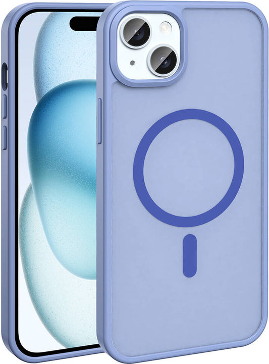 Apple iPhone 13 Kılıf Magsafe Şarj Özellikli Mat Arka Yüzey Mnc Sio Kapak-Lila