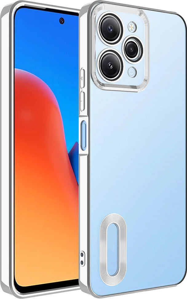 Xiaomi Redmi 12 Kılıf Kamera Korumalı Logo Gösteren Mnc Omega Kapak-Gümüş