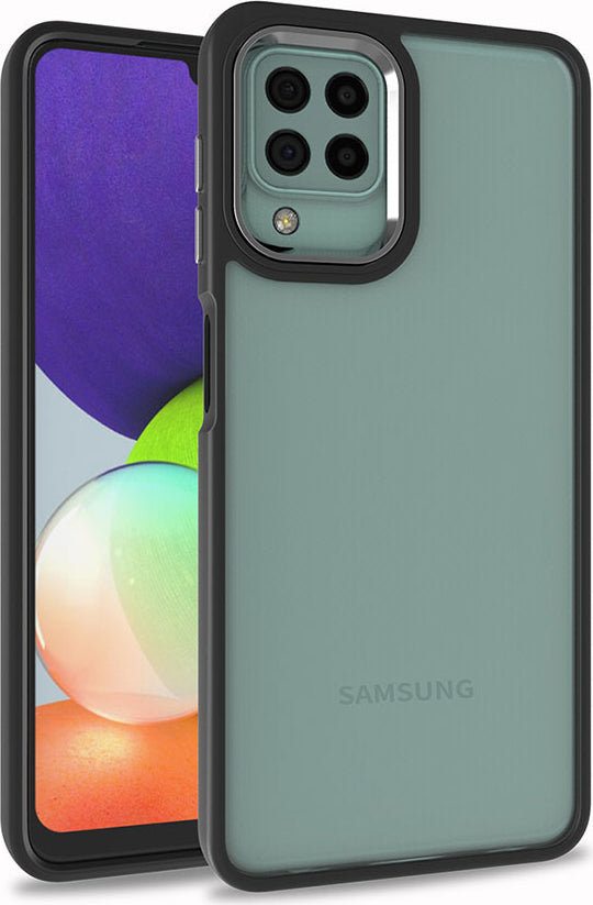 Galaxy A22 4g Kılıf Mnc Flora Kapak-Siyah