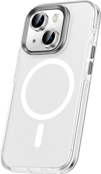Apple iPhone 15 Kılıf Airbagli Magsafe Wireless Şarj Özellikli Lens Koruyuculu Mnc Klaptika Kapak-Renksiz