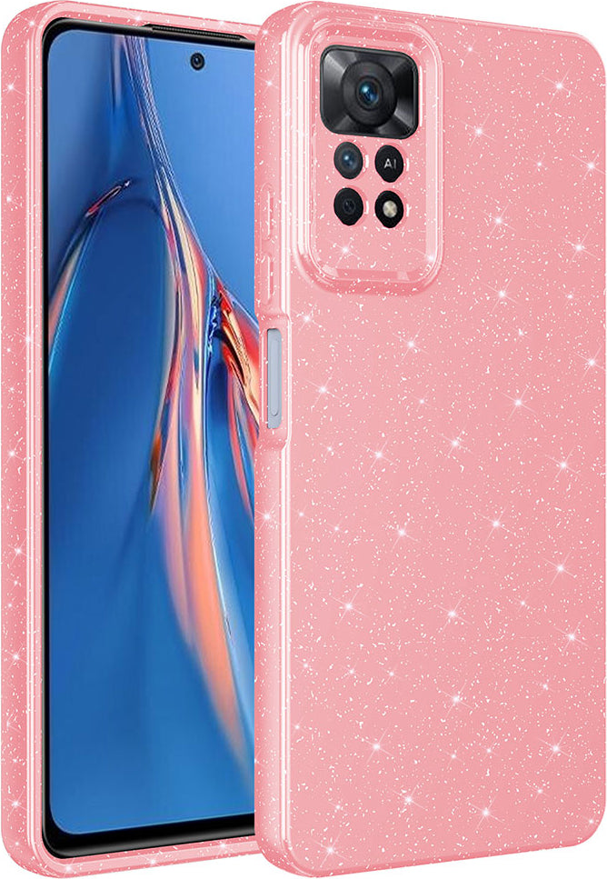 Xiaomi Redmi Note 12 Pro 4g Kılıf Kamera Korumalı Simli Lüks Mnc Koton Kapak-Pembe