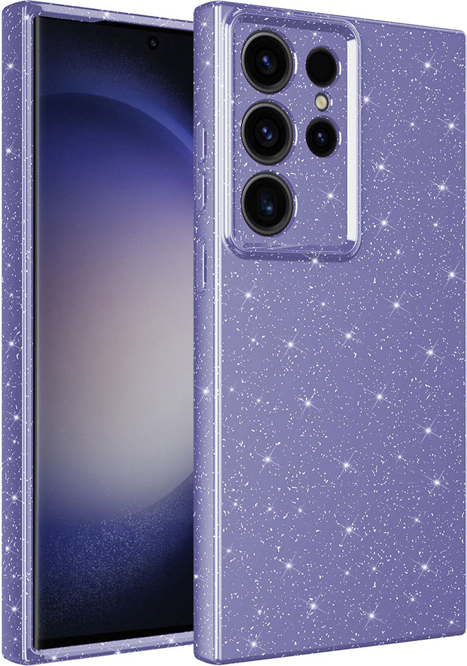 Galaxy S23 Ultra Kılıf Kamera Korumalı Simli Lüks Mnc Koton Kapak-Mor