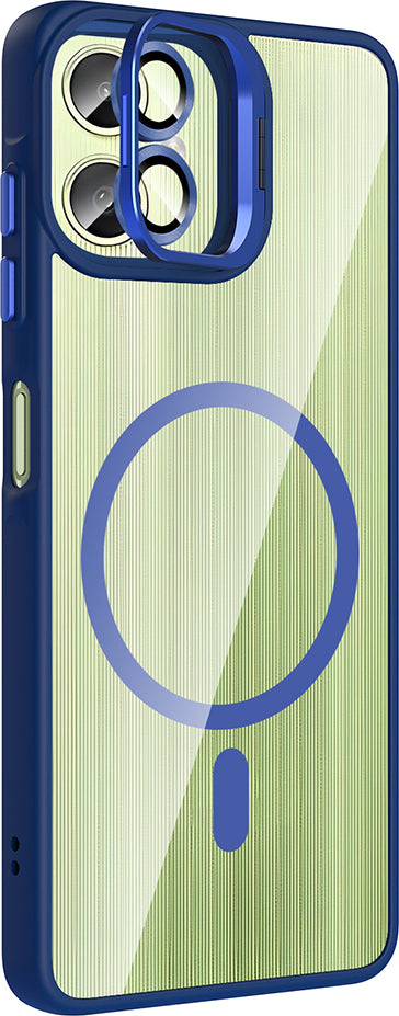 Galaxy A06 Kılıf Standlı ve Kamera Lens Hediyeli M-Safe Şarj Özellikli Mnc Etro Kapak - Gri