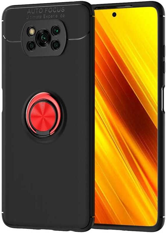 Xiaomi Poco X3 Kılıf Mnc Ravel Silikon Kapak-Siyah-Kırmızı