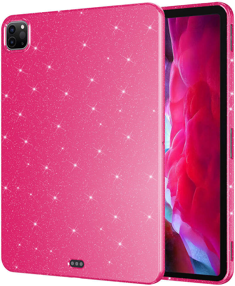 Rengareng iPad Pro 11 2022 M2 Simli Parlak Görünümlü Uyumlu Mnc Tablet Koton Kılıf-Pembe Koyu
