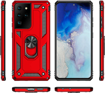 Rengareng Galaxy S21 Ultra Kılıf Mnc Vega Kapak-Kırmızı