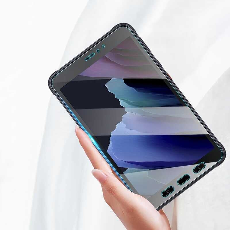 Rengareng Galaxy Tab Active 3 T577 Uyumlu Mnc Tablet Temperli Cam Ekran Koruyucu-Renksiz