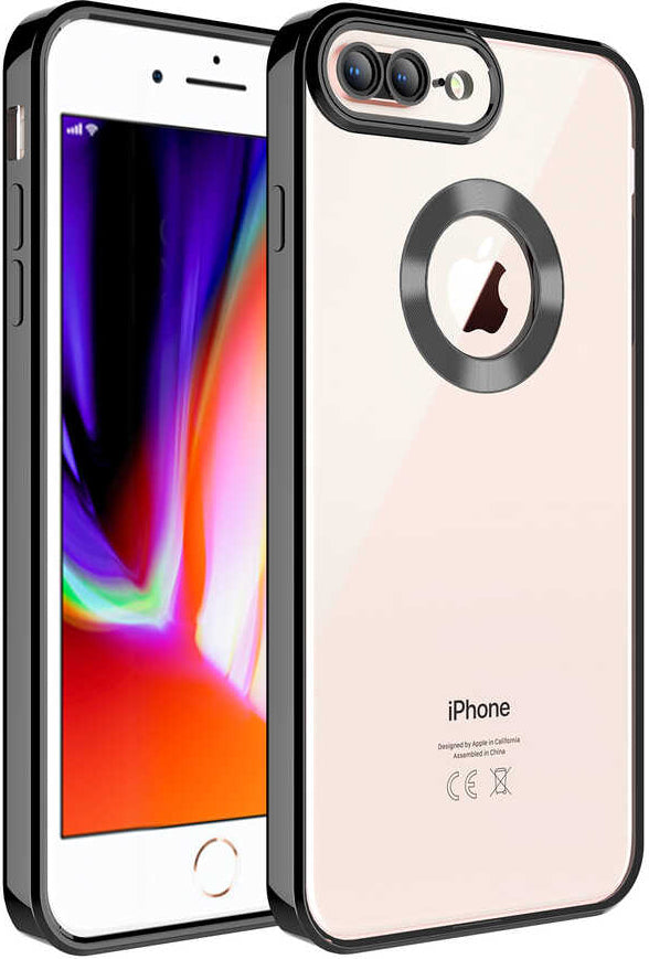 Rengareng iPhone 8 Plus Uyumlu Kamera Korumalı Logo Gösteren Mnc Omega Kapak-Gold