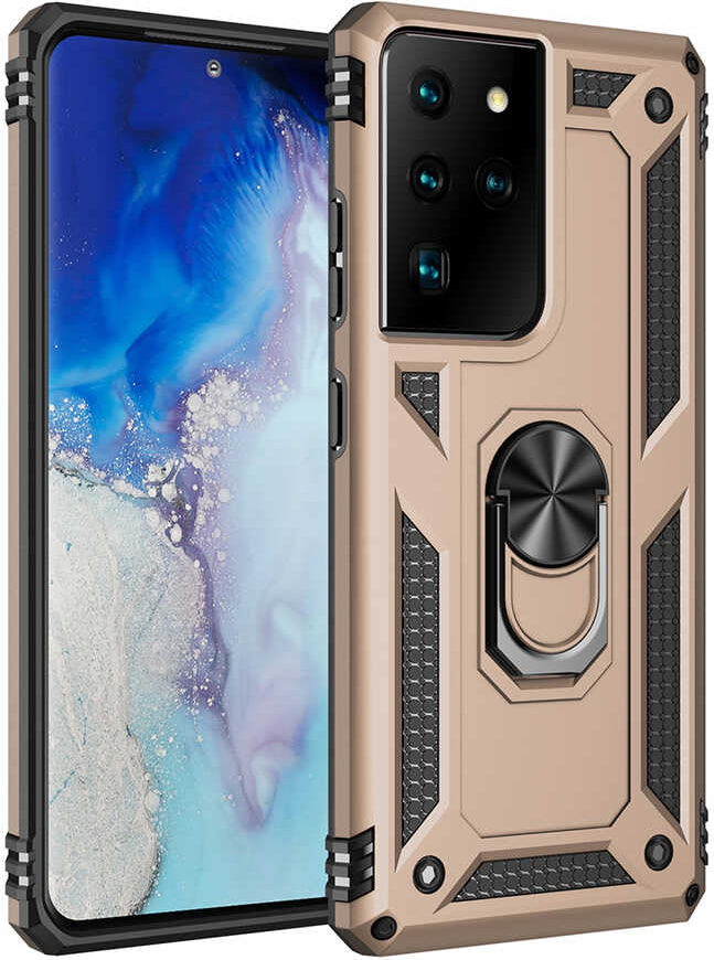 Rengareng Galaxy S21 Ultra Kılıf Mnc Vega Kapak-Gold