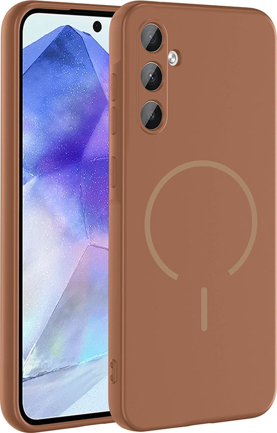 Rengareng Galaxy A55 Kılıf M-Safe Şarj Özellikli Zore Meta Kapak - Lacivert